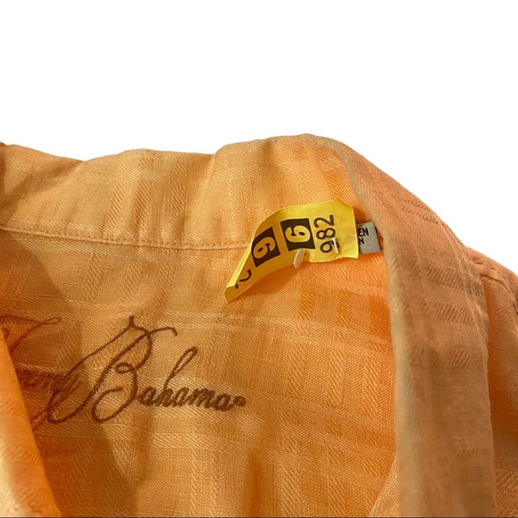 Tommy Bahama Mens Orange Textured 100% Linen Short Sleeve Button Up Shirt Sz XL - Picture 8 of 12